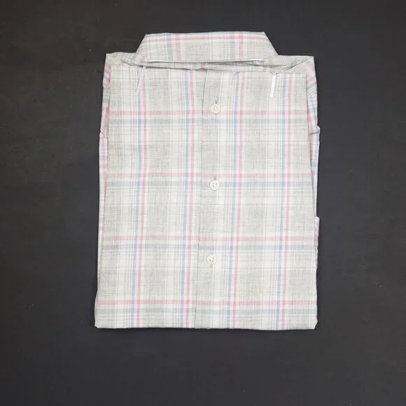 UNTUCKit Chasseles Cotton LS Shirt Lt Blue Green Pink Plaid Womens 0 Regular Fit - Picture 15 of 16